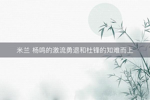 米兰 杨鸣的激流勇退和杜锋的知难而上