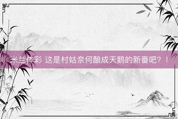 米兰体彩 这是村姑奈何酿成天鹅的新番吧？！