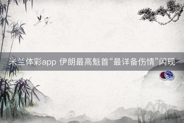 米兰体彩app 伊朗最高魁首“最详备伤情”闪现