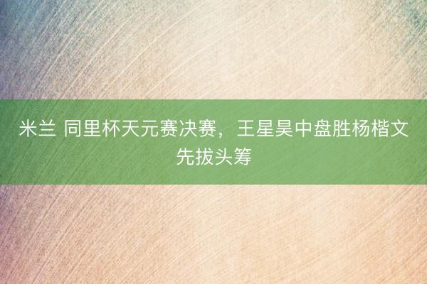 米兰 同里杯天元赛决赛，王星昊中盘胜杨楷文先拔头筹