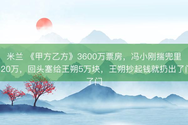米兰 《甲方乙方》3600万票房，冯小刚揣兜里120万，回头塞给王朔5万块，王朔抄起钱就扔出了门
